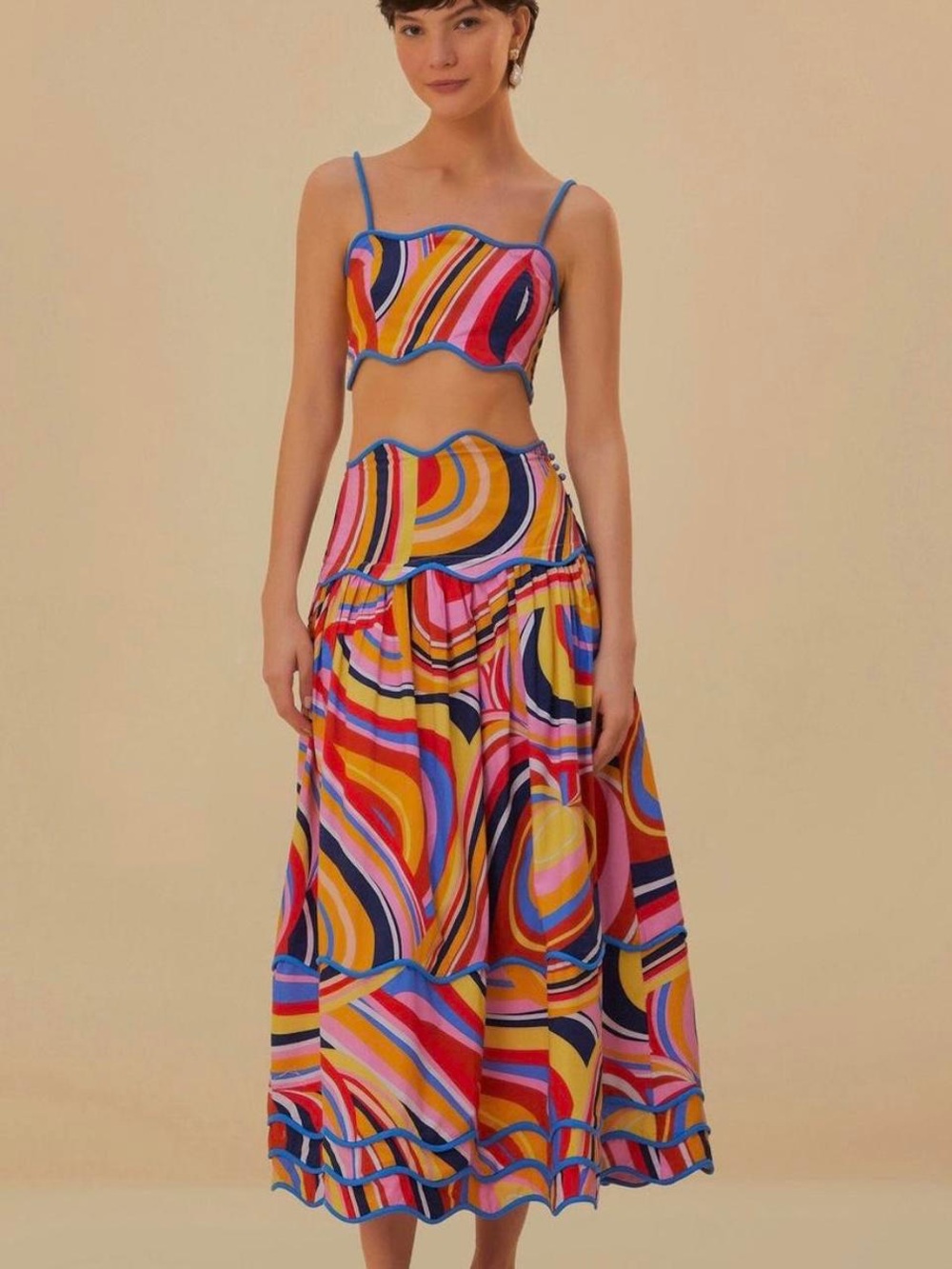 FARM RIO Vibrant Swirl Print Maxi Skirt - Multicolor